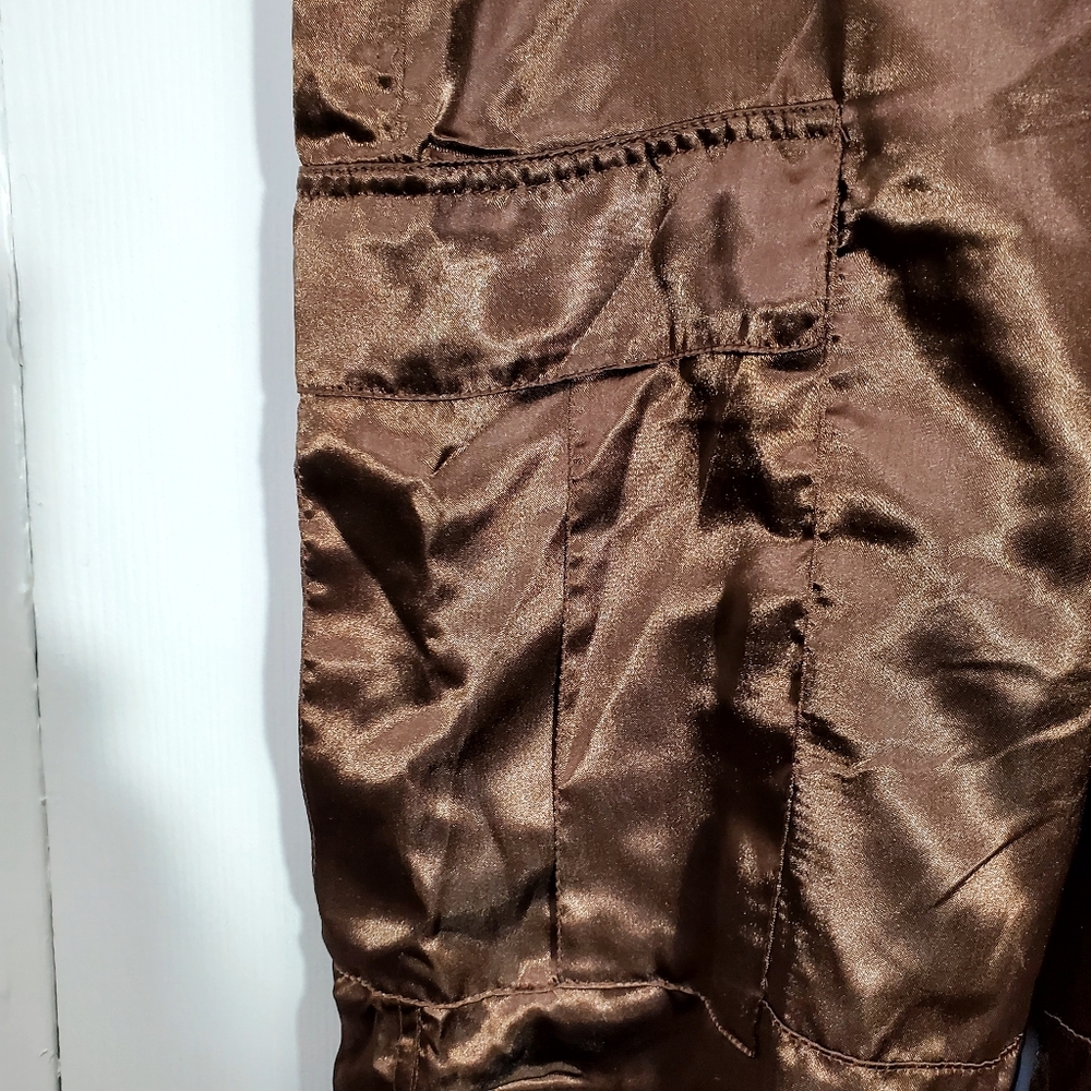 LSL Gold Shimmer Silk Blend Cargo Pants sz 4 Chocolate - Brown - Picture 5 of 7